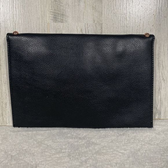 B-Low The Belt Black Studded Vegan Pebbled Leather Clutch Purse Button Close - Picture 2 of 6